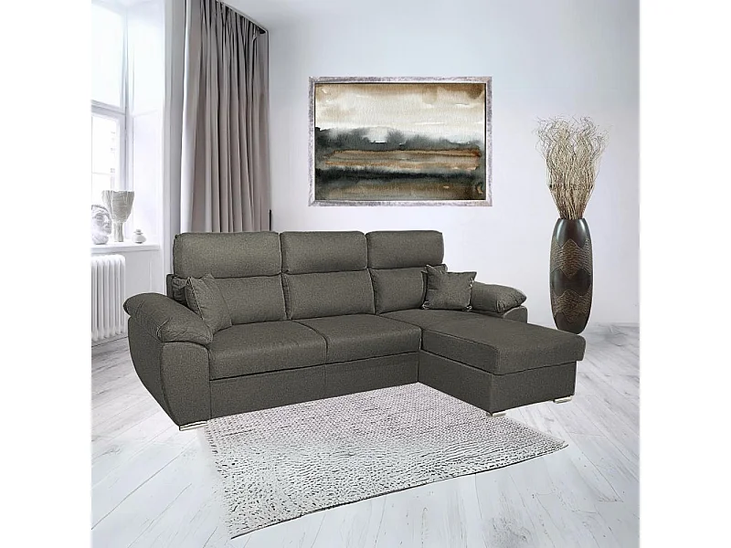 Divano con penisola contenitore grigio ComoII tessuto giulia9713