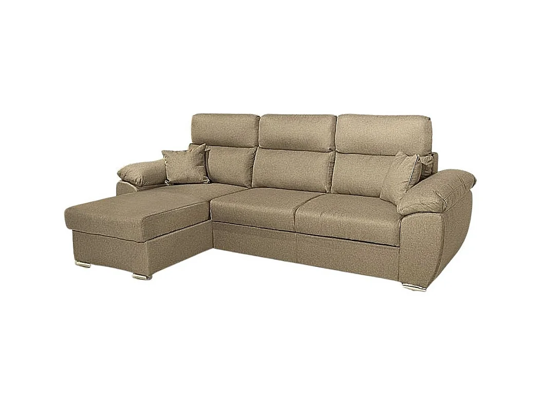 Divano con penisola contenitore cappuccino ComoII tessuto giulia9703