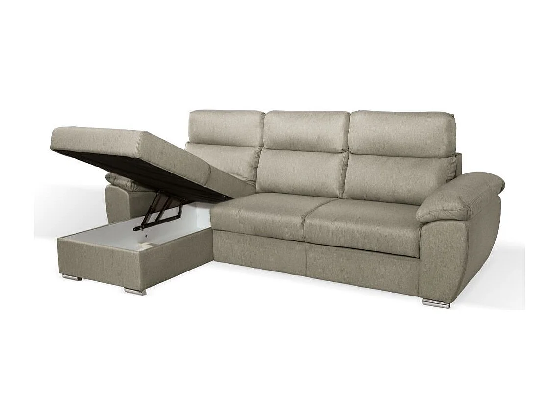 Divano con penisola contenitore tortora ComoII tessuto orinoco