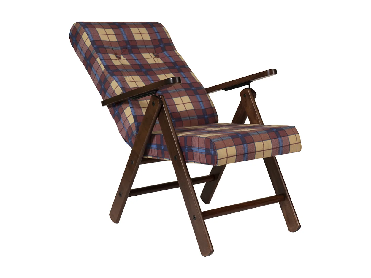 Poltrona regolabile Roma tessuto a scacchi colore bordeaux