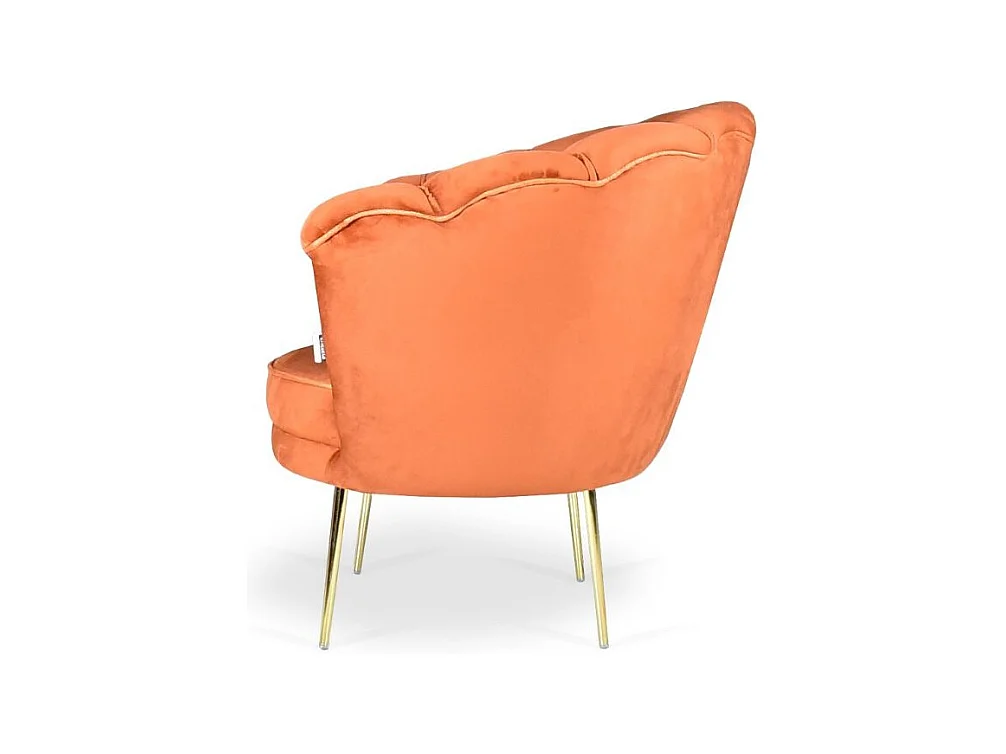 Poltrona a conchiglia Orel velluto babyface ruggine e piedi oro