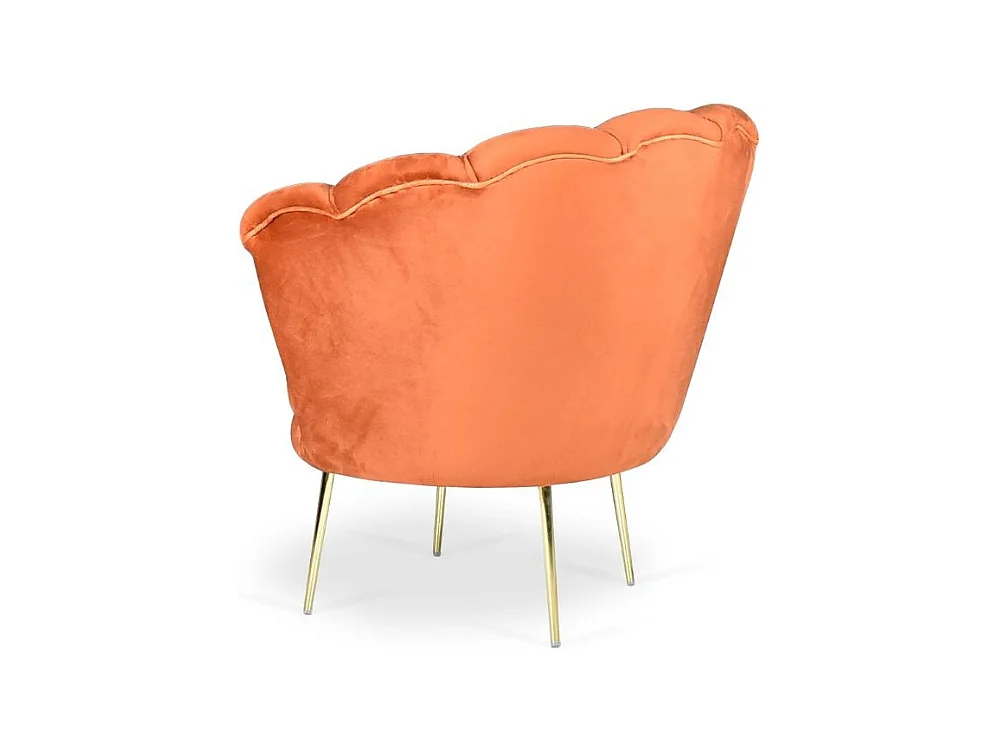 Poltrona a conchiglia Orel velluto babyface ruggine e piedi oro