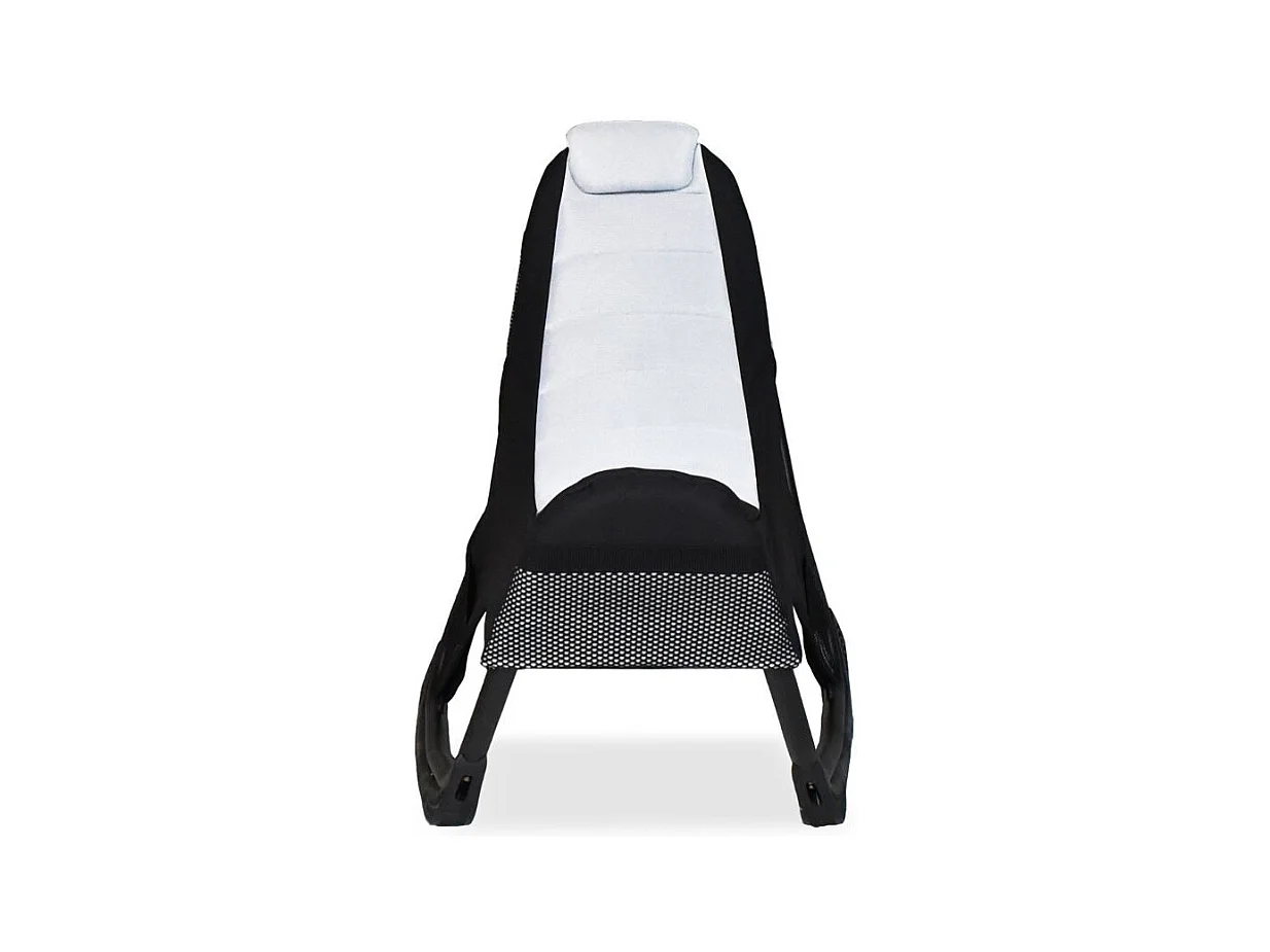 Sedia gaming Rocky in tessuto bicolore con base curva – Nero e bianco