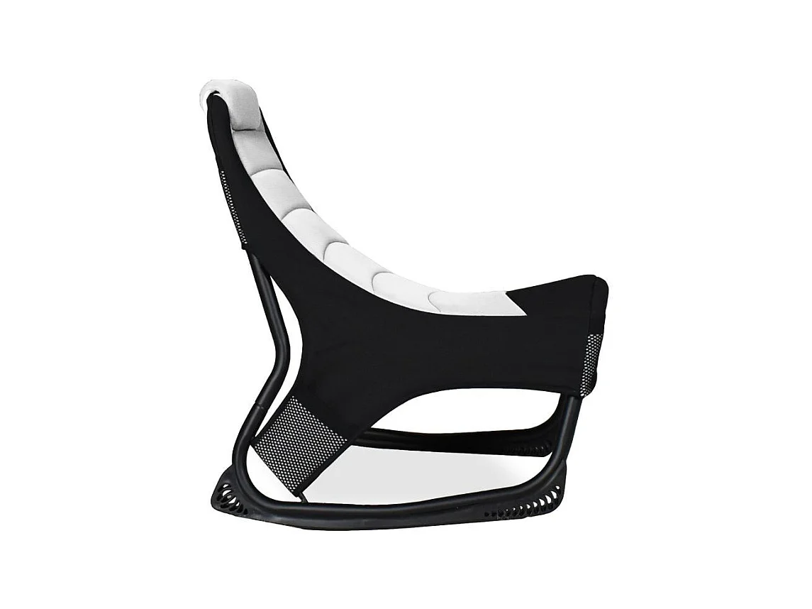 Sedia gaming Rocky in tessuto bicolore con base curva – Nero e bianco