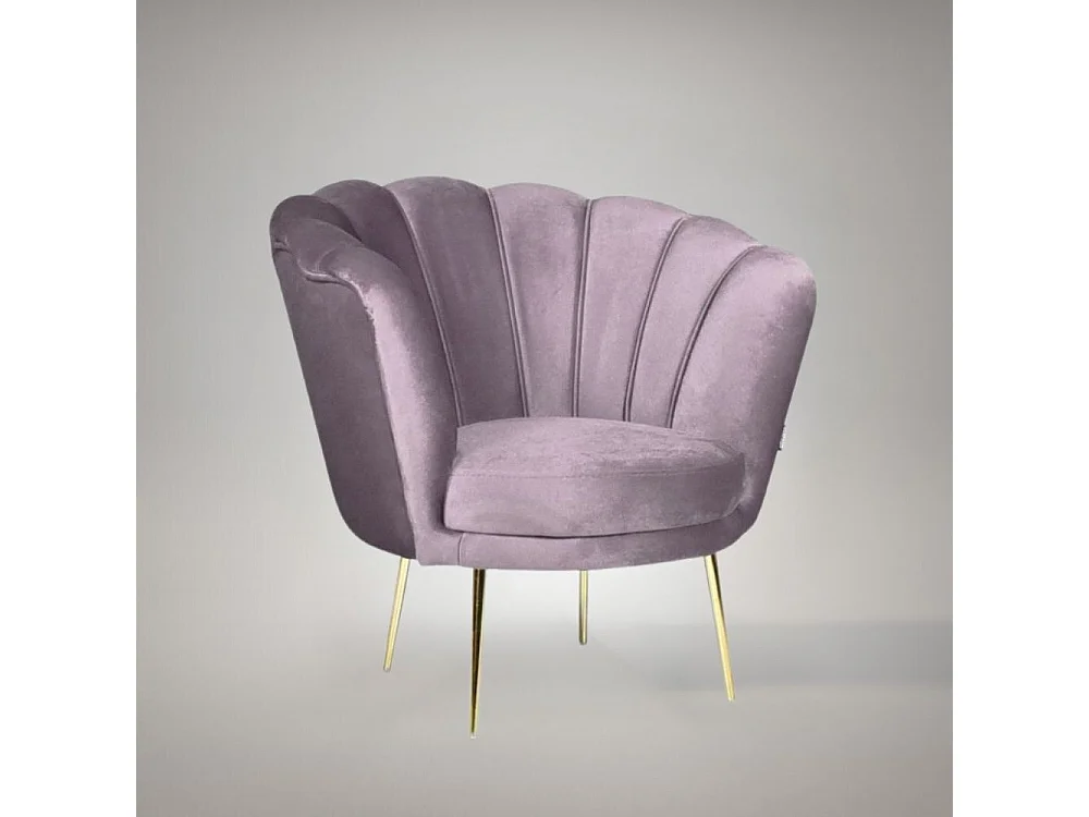 Poltrona a conchiglia Orel in velluto colore glicine