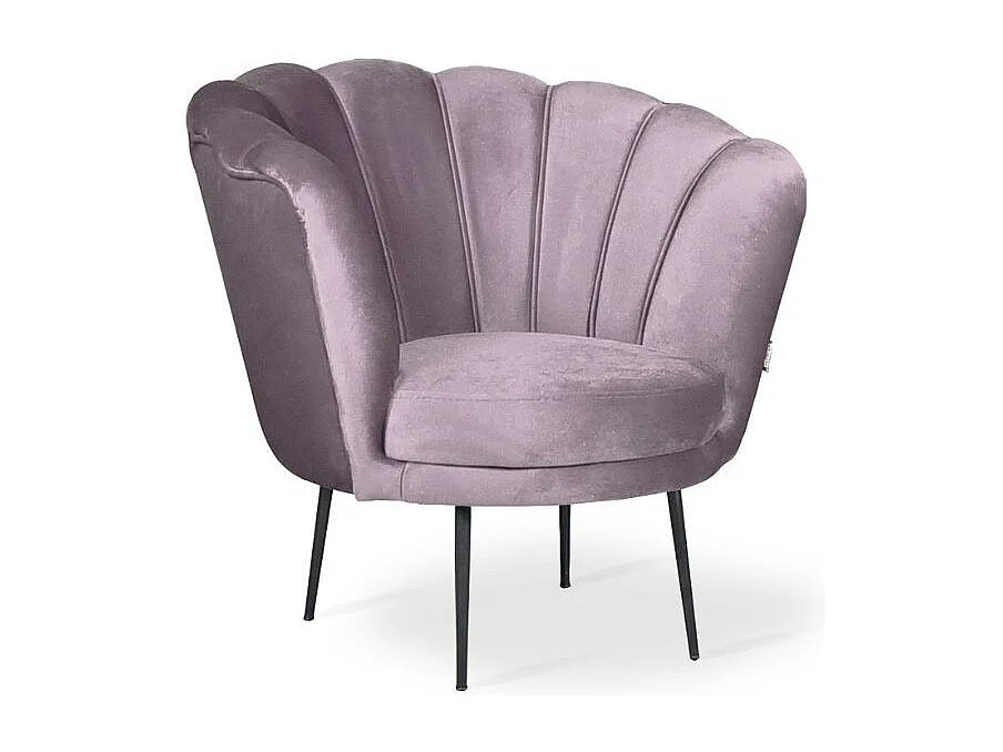 Poltrona a conchiglia Orel in velluto colore glicine