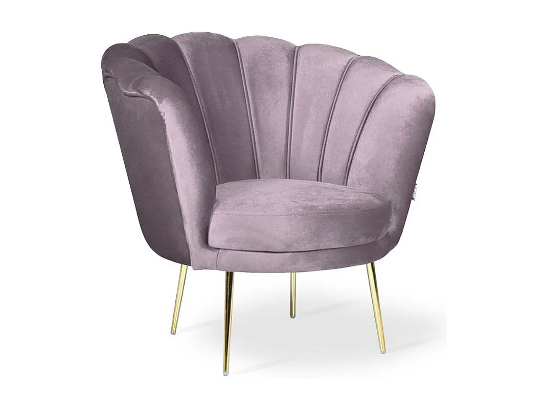 Poltrona a conchiglia Orel in velluto colore glicine