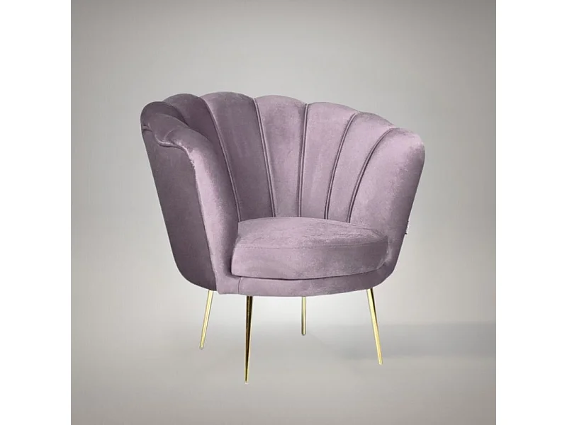 Poltrona a conchiglia Orel in velluto colore glicine