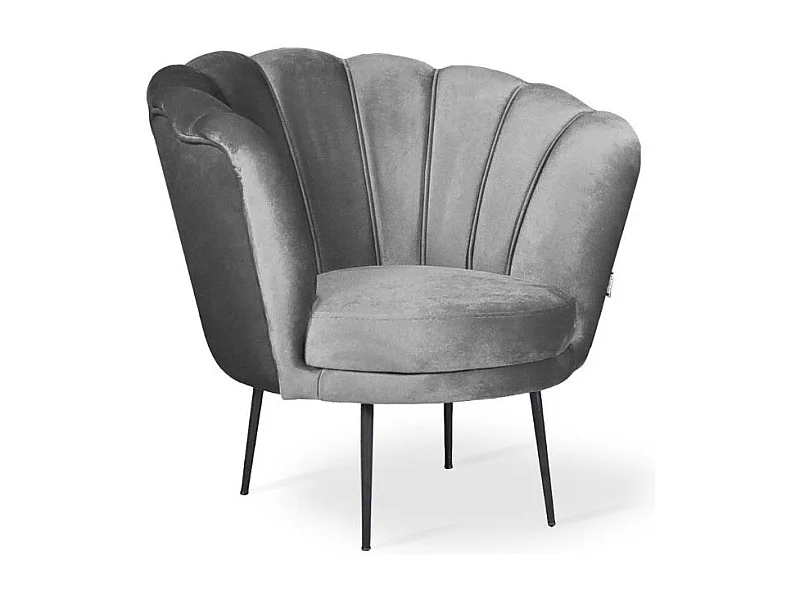 Poltrona a conchiglia in velluto grigio riviera20 Orel