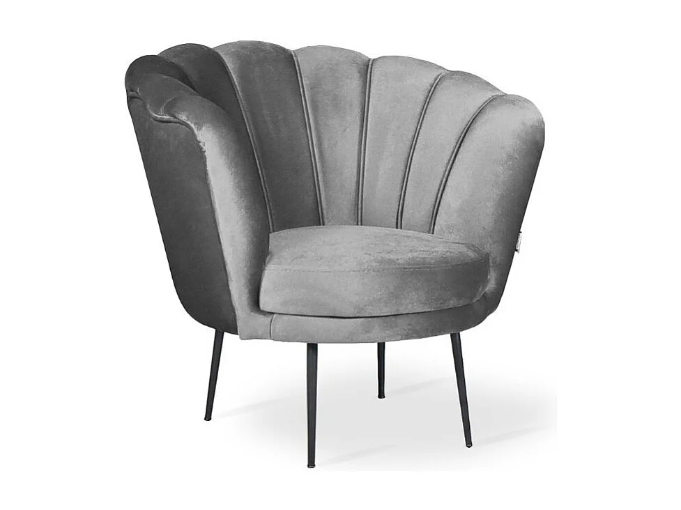 Poltrona a conchiglia in velluto grigio riviera20 Orel