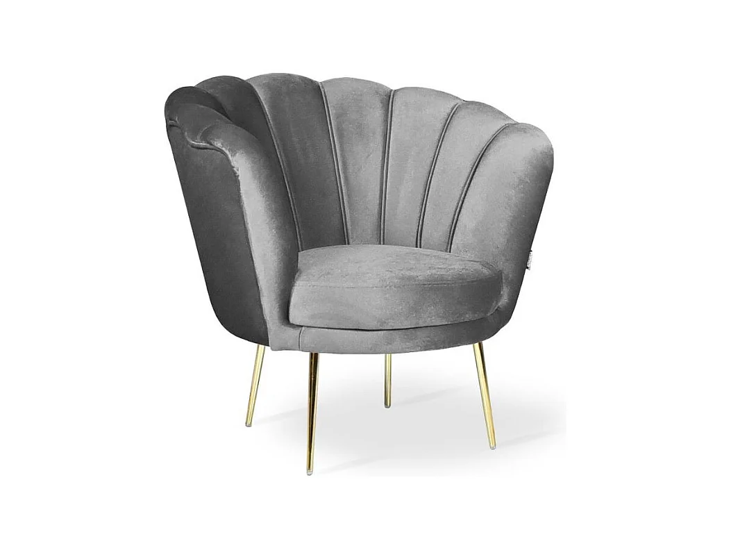 Poltrona a conchiglia in velluto grigio riviera20 Orel