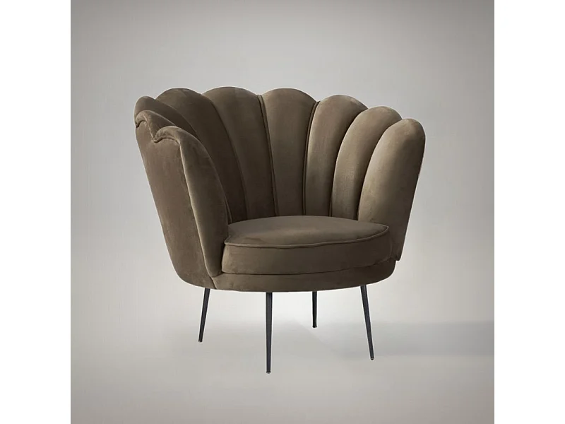 Poltrona a conchiglia Orel velluto caffè