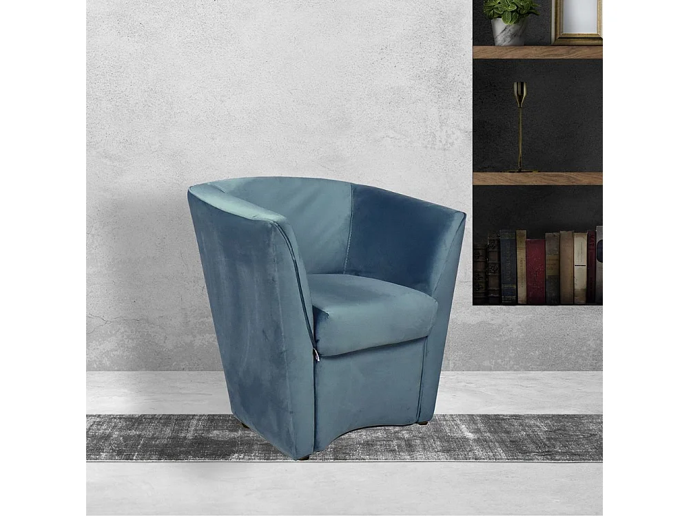 Poltrona a pozzetto vellutino ottanio Tago riviera18