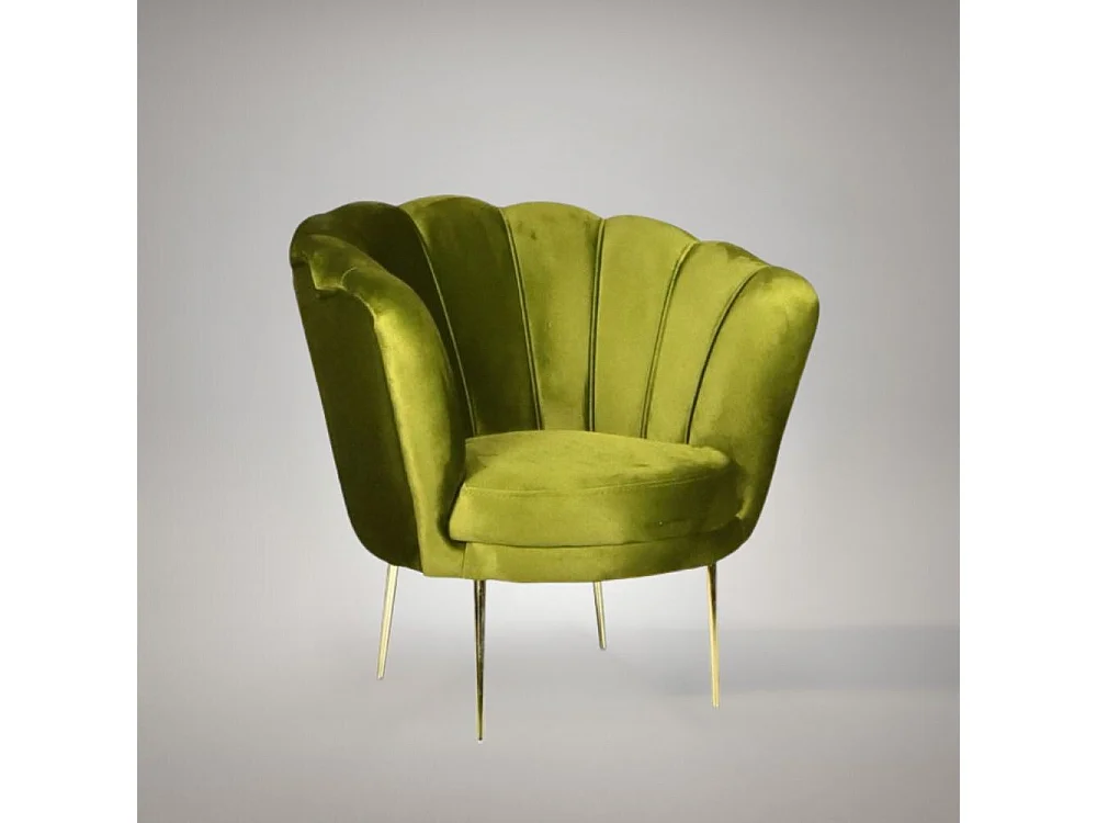 Poltrona a conchiglia Orel in velluto colore verde acido