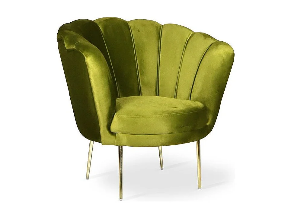 Poltrona a conchiglia Orel in velluto colore verde acido