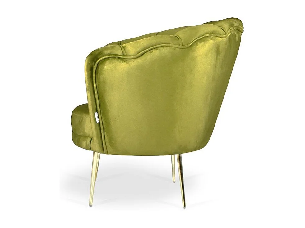 Poltrona a conchiglia Orel in velluto colore verde acido