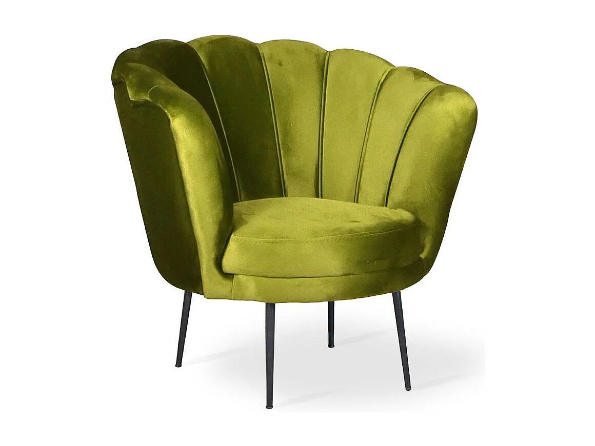 Poltrona a conchiglia Orel in velluto colore verde acido