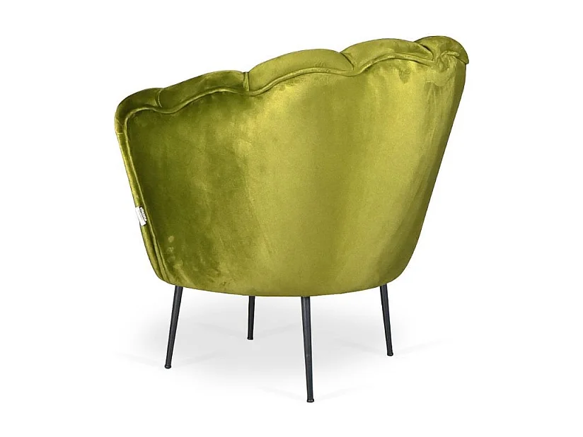 Poltrona a conchiglia Orel in velluto colore verde acido
