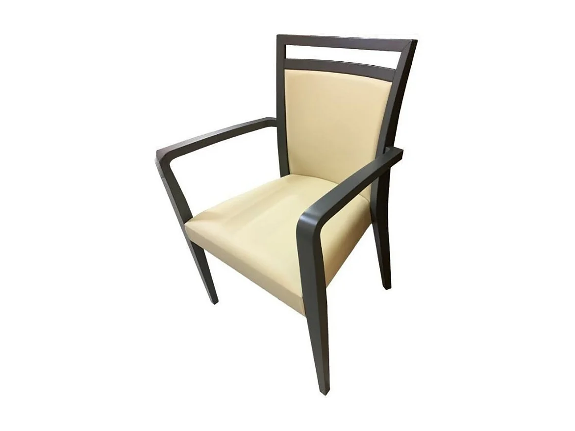 Poltrona in legno ecopelle Alpha colore beige