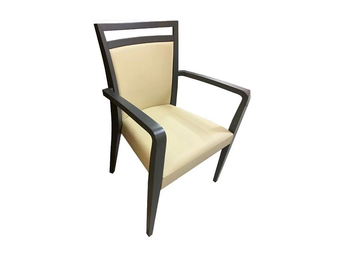 Poltrona in legno ecopelle Alpha colore beige