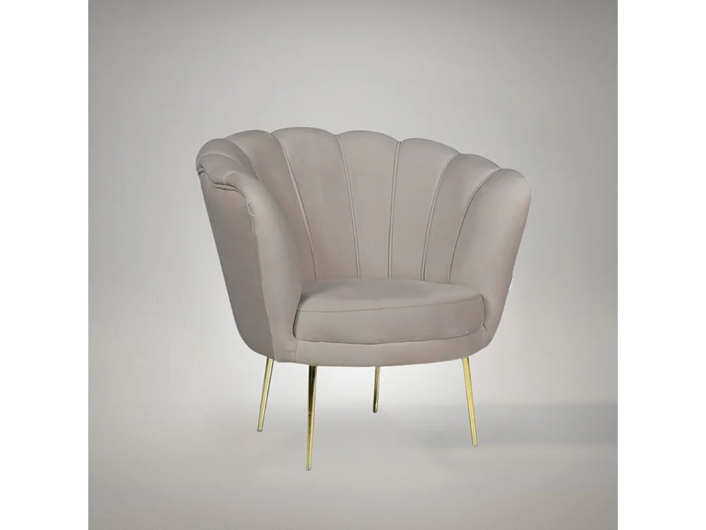 Poltrona a conchiglia Orel in velluto colore tortora