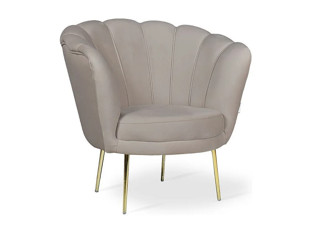 Poltrona a conchiglia Orel in velluto colore tortora