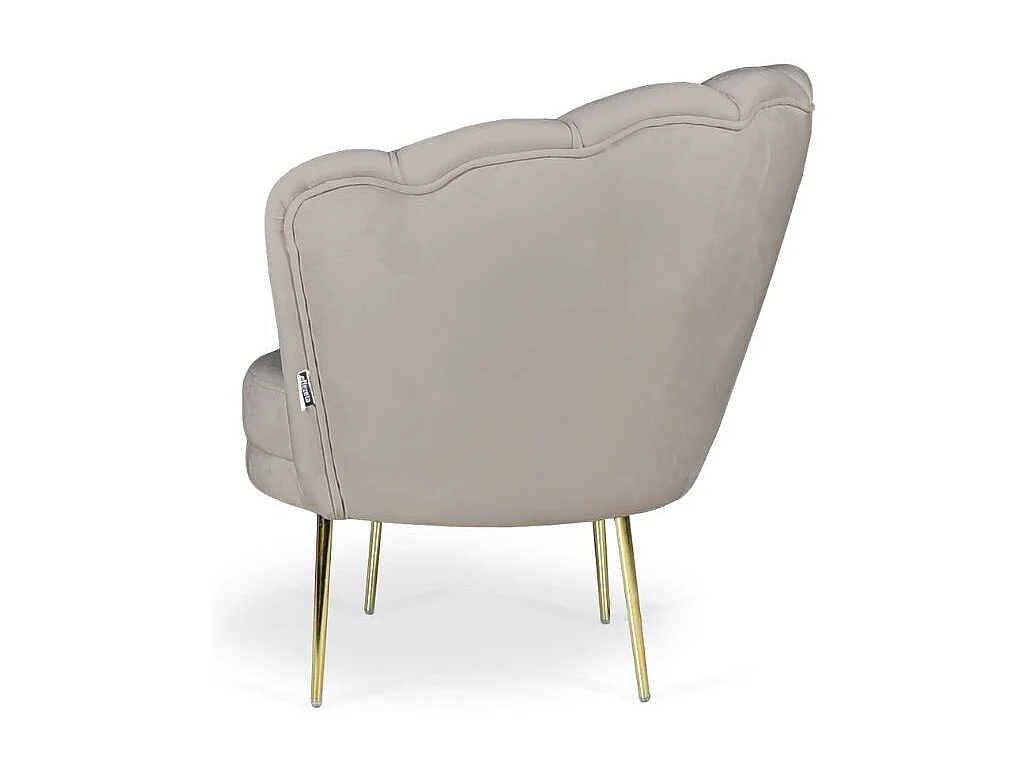 Poltrona a conchiglia Orel in velluto colore tortora
