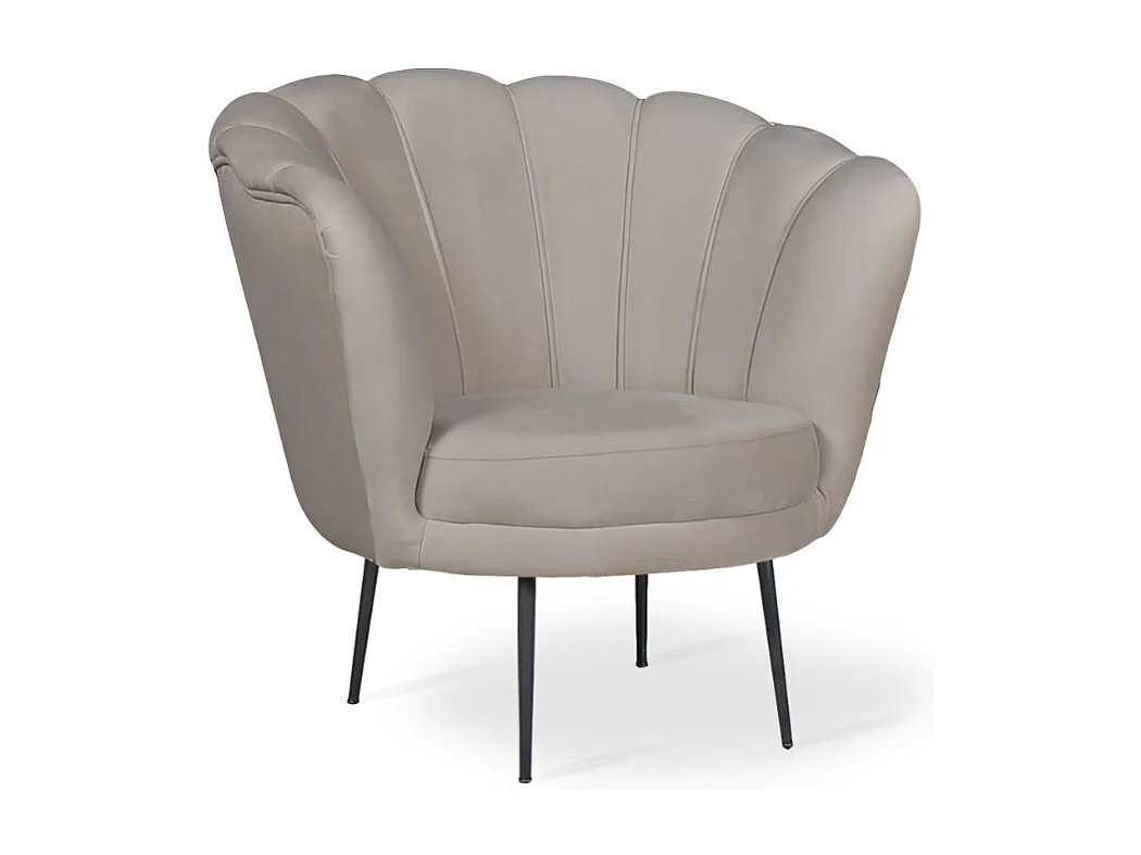 Poltrona a conchiglia Orel in velluto colore tortora