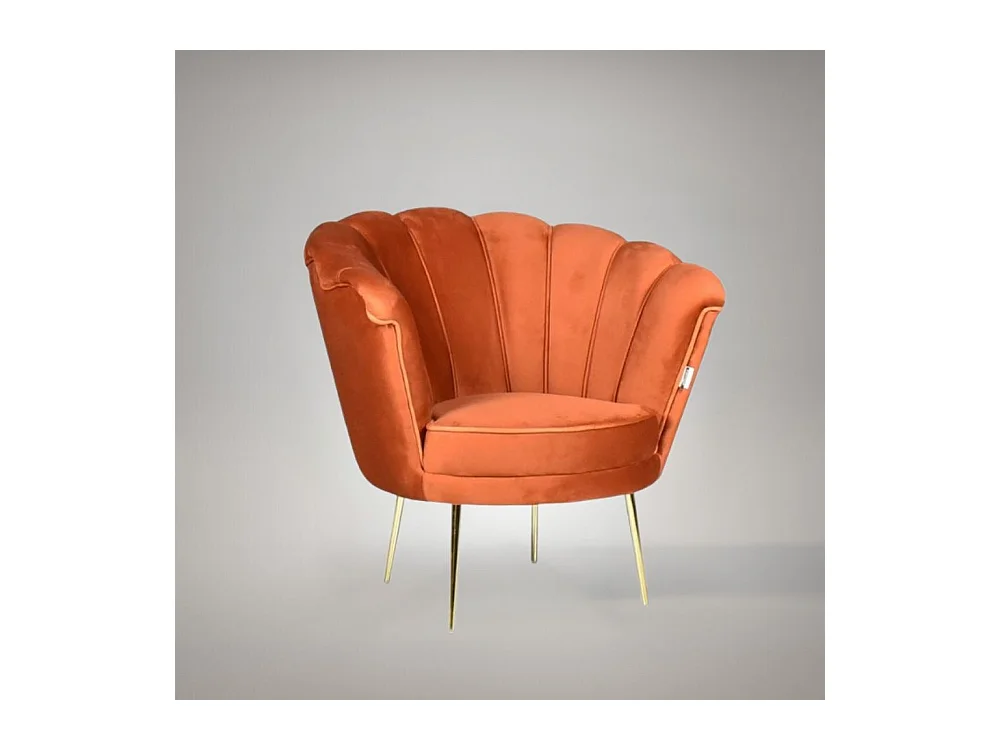 Poltrona a conchiglia Orel in velluto colore arancio