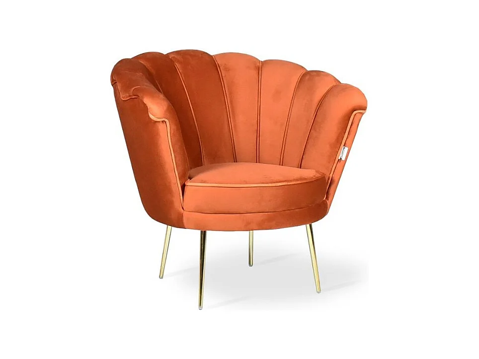 Poltrona a conchiglia Orel in velluto colore arancio