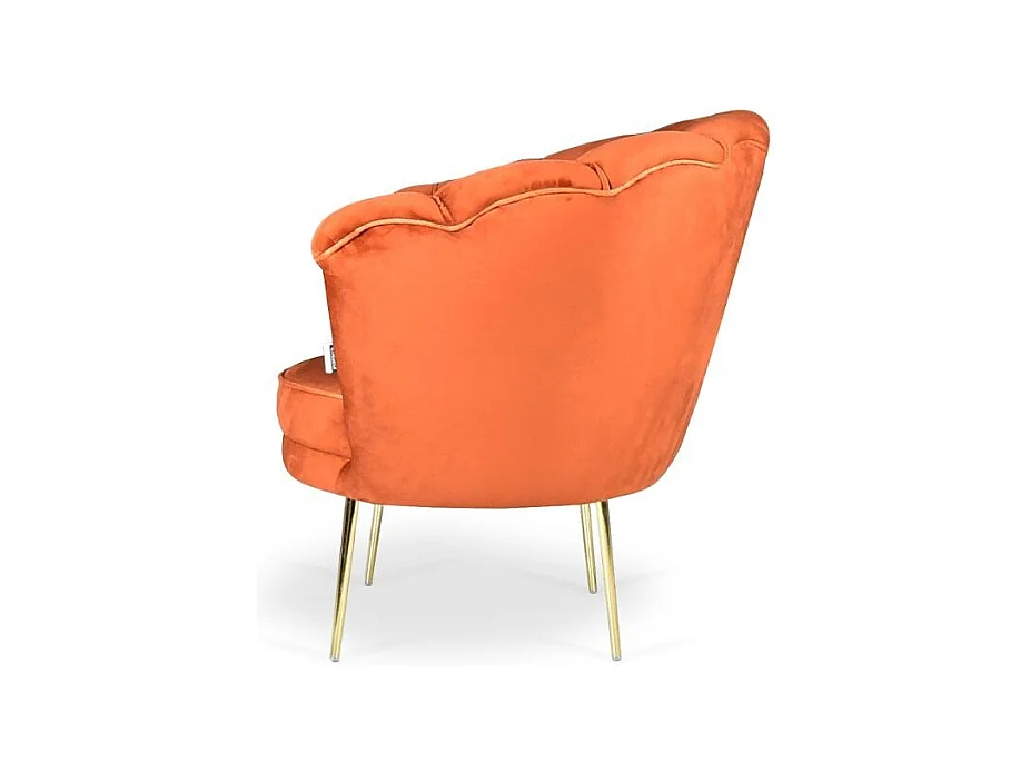 Poltrona a conchiglia Orel in velluto colore arancio