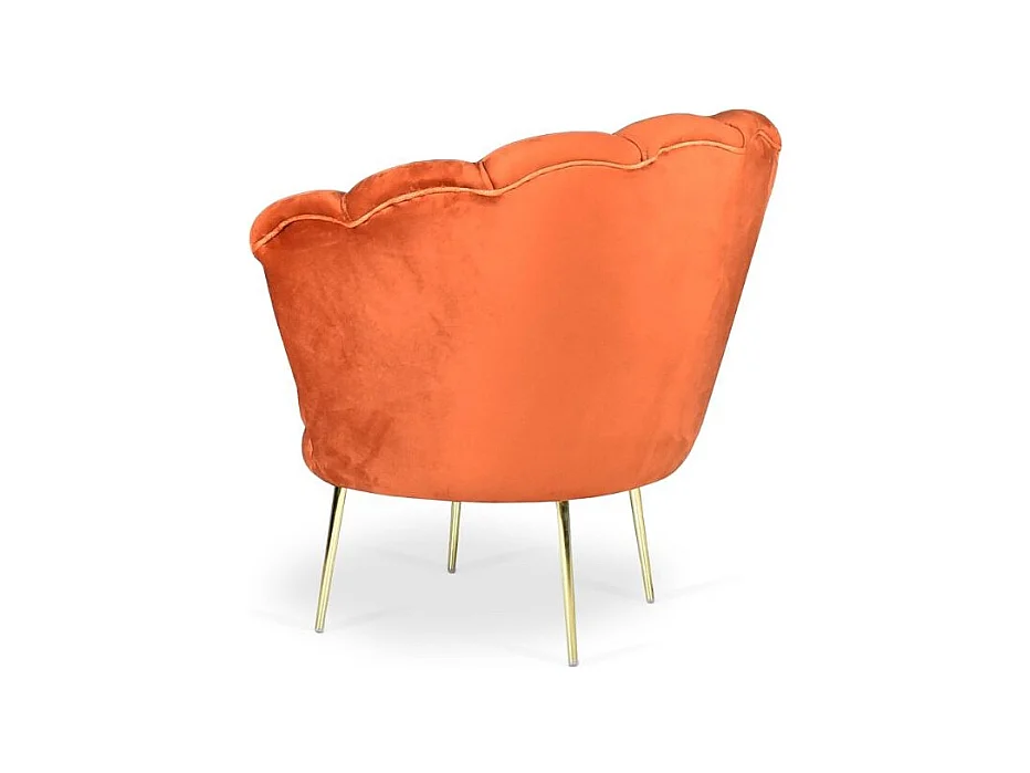 Poltrona a conchiglia Orel in velluto colore arancio