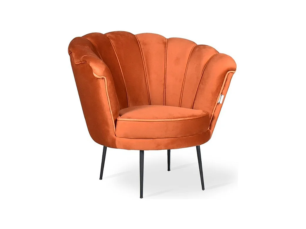Poltrona a conchiglia Orel in velluto colore arancio