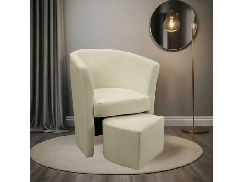 Poltrona Pegasus con pouf estraibile colore avorio