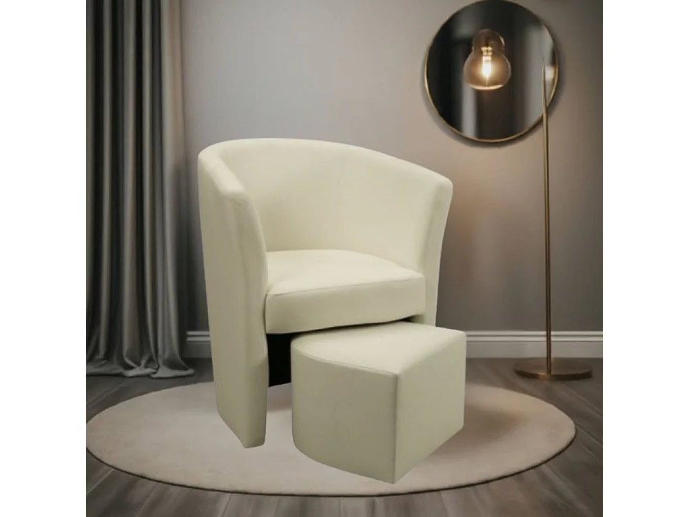 Poltrona Pegasus con pouf estraibile colore avorio