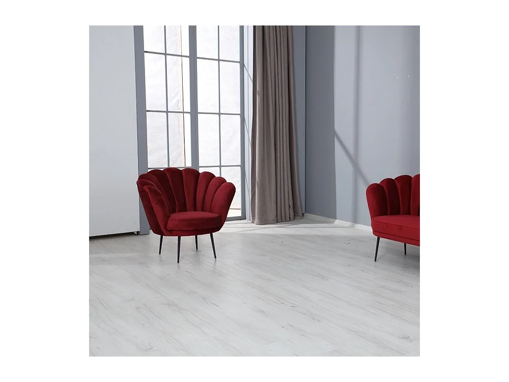 Poltrona a conchiglia Orel in velluto colore rosso