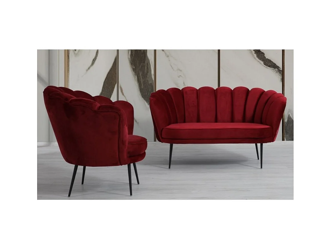 Poltrona a conchiglia Orel in velluto colore rosso