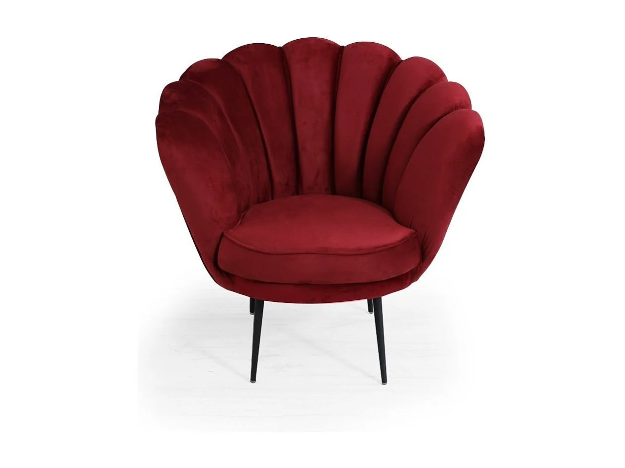 Poltrona a conchiglia Orel in velluto colore rosso