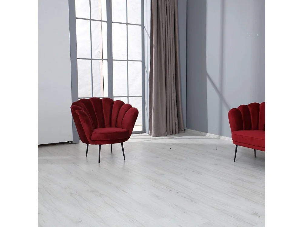 Poltrona a conchiglia Orel in velluto colore rosso