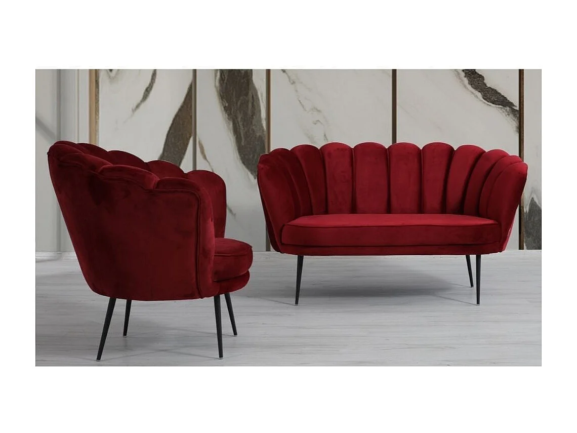 Poltrona a conchiglia Orel in velluto colore rosso