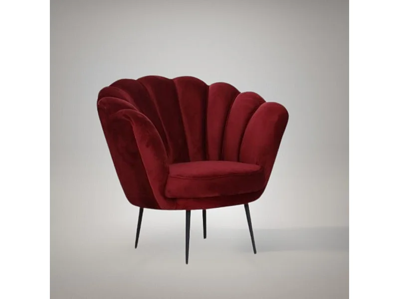 Poltrona a conchiglia Orel in velluto colore rosso