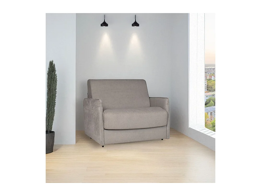 Poltrona letto Piri tortora con rete elettrosaldata e materasso – Il comfort che si apre al bisogno