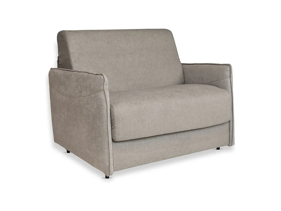 Poltrona letto Piri tortora con rete elettrosaldata e materasso – Il comfort che si apre al bisogno