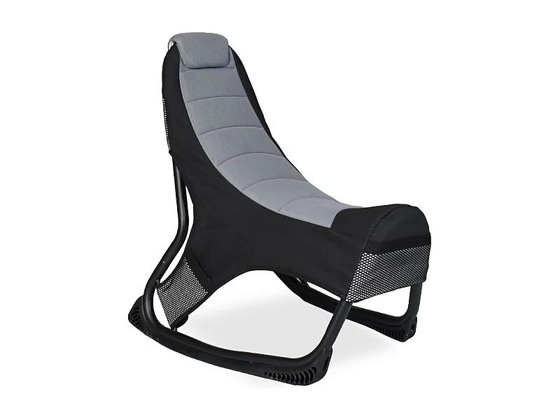 Sedia gaming Rocky in tessuto bicolore con base curva – Nero e Grigio