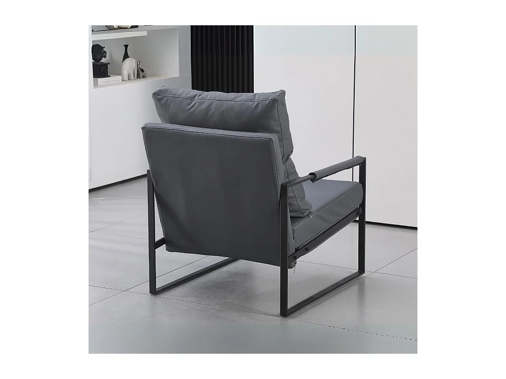 Poltrona ecopelle grigio scuro e struttura in metallo nero Gimmy