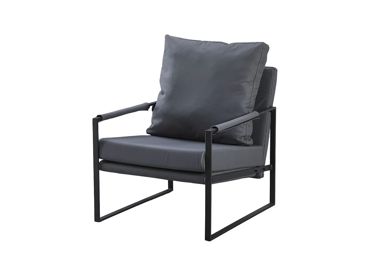 Poltrona ecopelle grigio scuro e struttura in metallo nero Gimmy