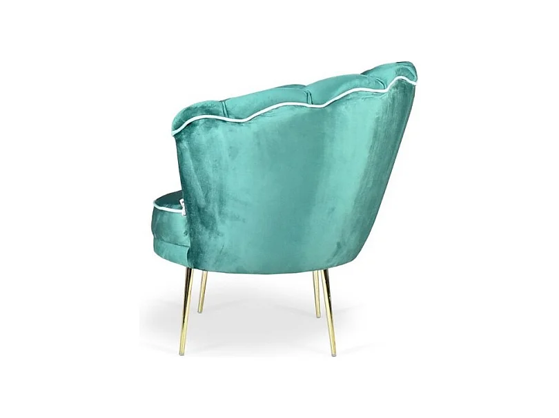 Poltrona a conchiglia Orel velluto verde scuro e piedi oro