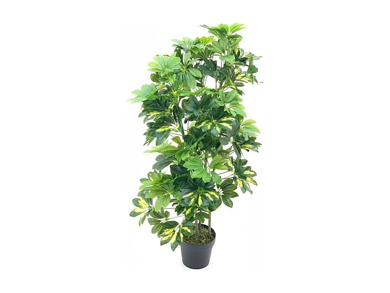 Pianta artificiale Schefflera foglie verdi e vaso – Altezza 96 cm