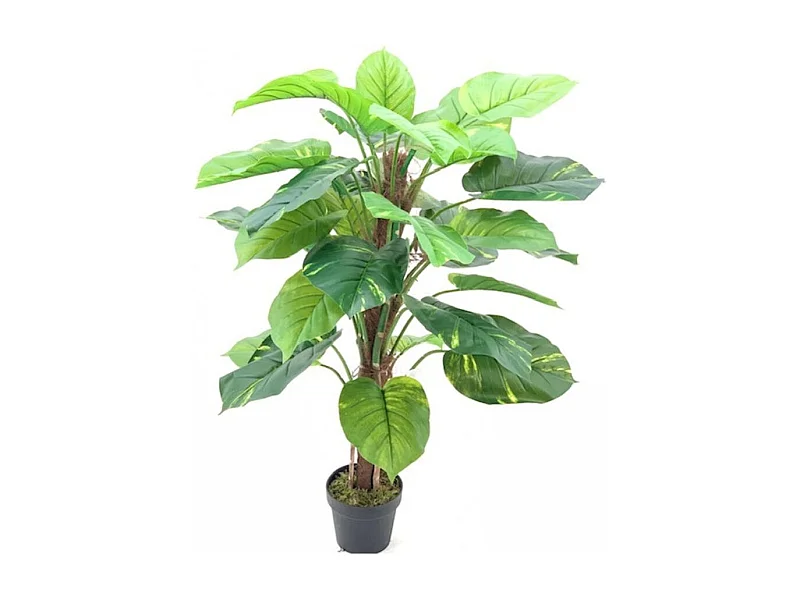 Pianta artificiale Photos foglie verdi e vaso – Altezza 120 cm