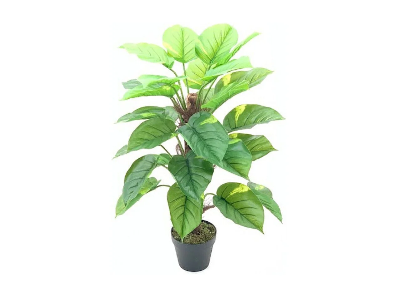 Pianta artificiale Pothos foglie verdi e vaso – Altezza 73 cm